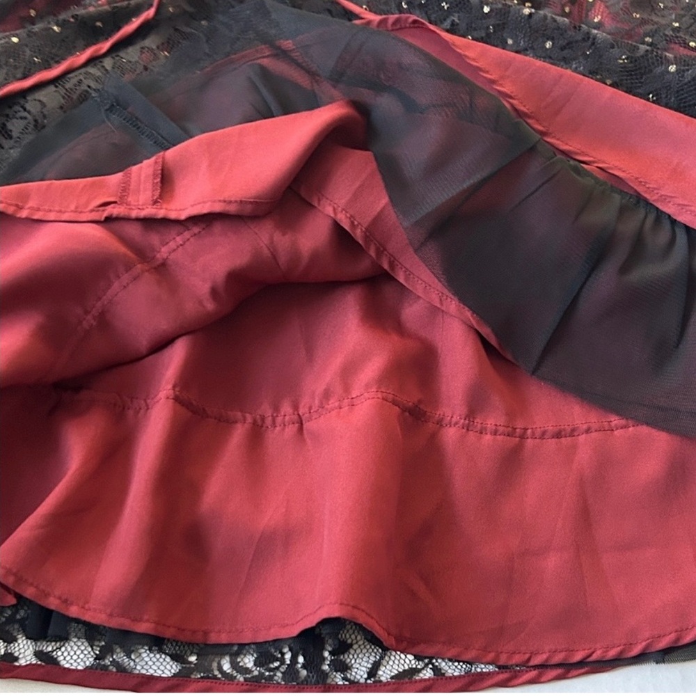 Free People Wish Upon A Star Lace Mini Dress NWOT Red Black Size 8 - Picture 6 of 6